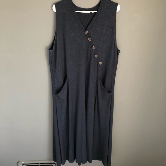 Soft Surroundings Maxi Dress Women Plus Size 2X Navy Marled Sleeveless Stretch - Picture 1 of 5